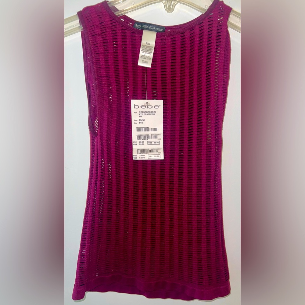 bebe Top Cutout Eyelet NWT Size P/S
